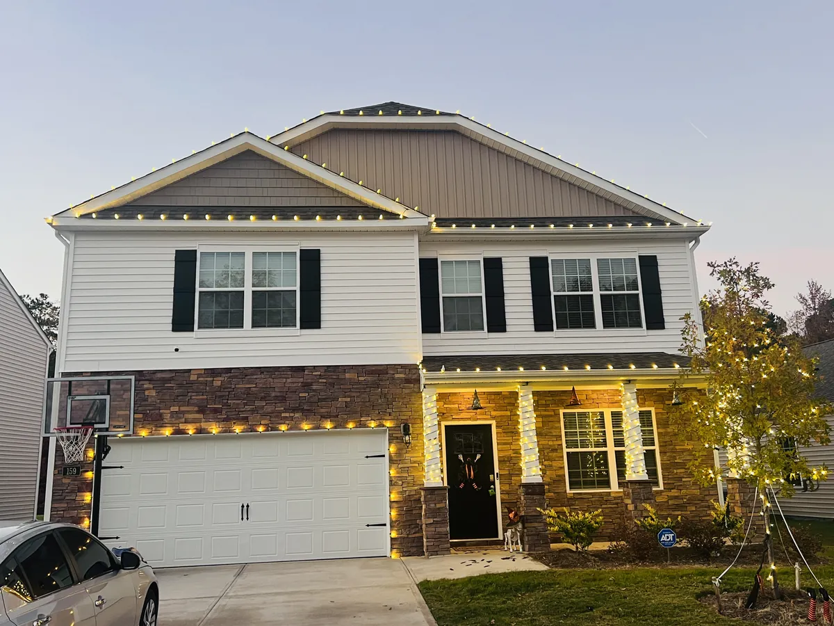 Christmas Light Installation project by Green Garden Landscaping in central NC