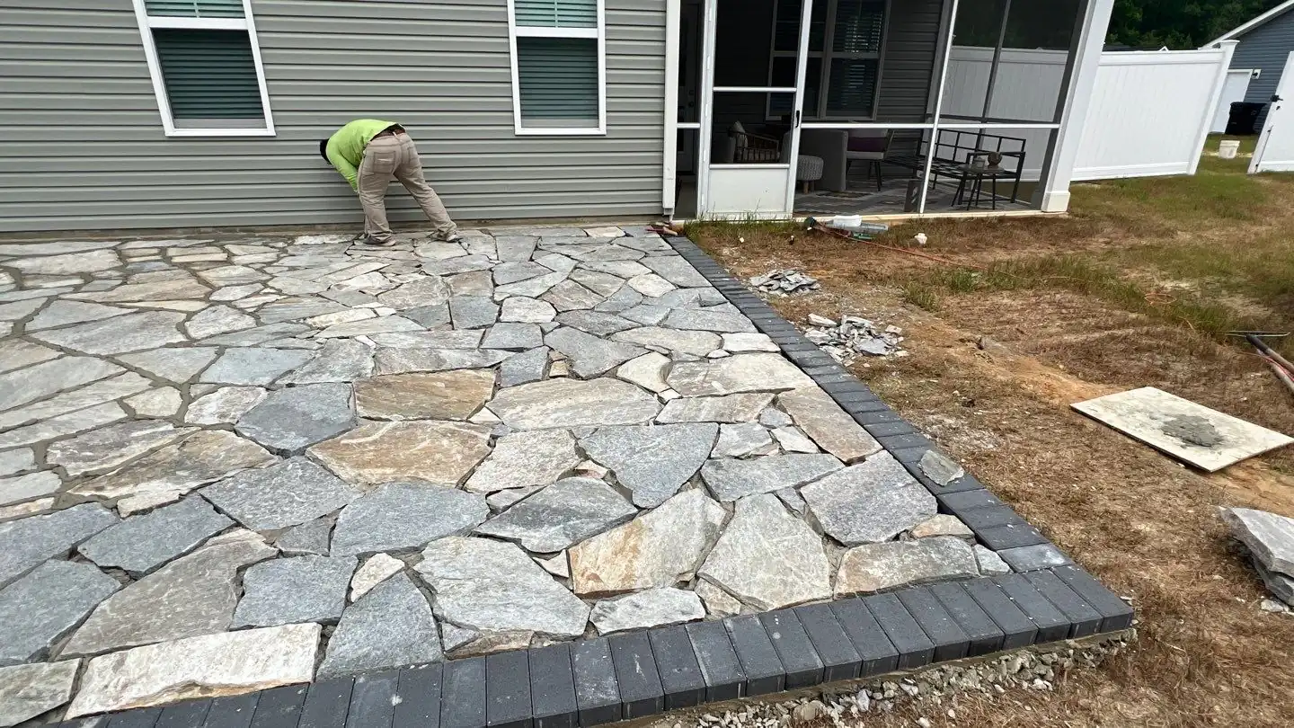 Paver Patio Installation project by Green Garden Landscaping in central NC