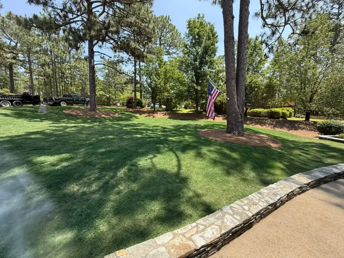 After complete lawn restoration by Green Garden Landscaping in Sanford NC